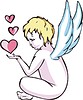 Vector clipart: angel and hearts