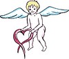 Ангелочек с сердечком из ленты | Векторный клипарт