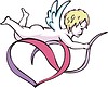 angel with heart formed by ribbon