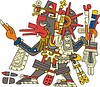 Vector clipart: Aztec god Quetzalcoatl with the symbols of Ehecatl