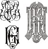 Vector clipart: monogram HE