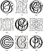 Vector clipart: monograms CF - CH