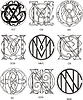 Vector clipart: monograms CLL - CN