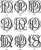 Vector clipart: monograms DP - DS