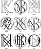 Vector clipart: monograms KM - KO