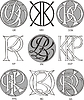 Vector clipart: monograms KO - KQ