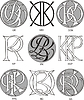 Vector clipart: monograms KO - KQ