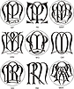 Vector clipart: monograms MP - MR