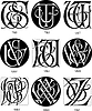 Vector clipart: monograms T&S - Y&Z