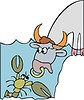 Vector clipart: bull and crawfish