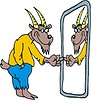 Vector clipart: goat and mirror