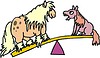 Vector clipart: horses on seesaw