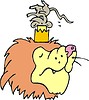 Vector clipart: mouse and king of beasts cartoon