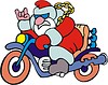 Santa Claus drives motorcycle