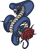 Векторный клипарт: кобра, обвивающая красную розу