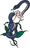 Змея, обвивающая розу | Векторный клипарт
