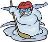 Vector clipart: snowman ice hockey player