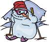 Vector clipart: snowman skier