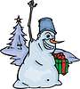 Vector clipart: snowman with gift