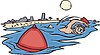Vector clipart: man swimming between the buoys