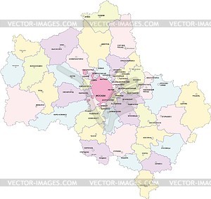 Карта Московской области - векторизованное изображение клипарта