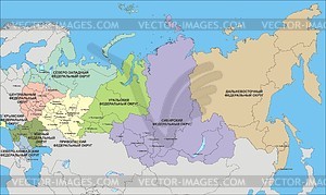 Russia map (the federal districts, with Crimea) - vector clipart