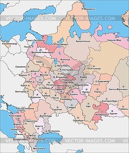 Russia map (European part, 1990s) - vector clipart
