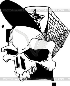 Skull with a cap - vector clipart