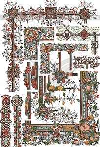 Old decorations from illuminated manuscripts - vector image