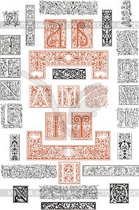 Italian Ornaments And Decorative Initial Letters Vector