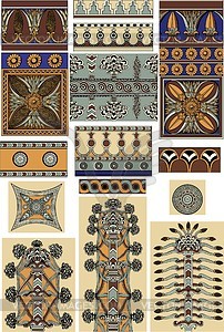 Ancient Nineveh ornaments - vector clipart