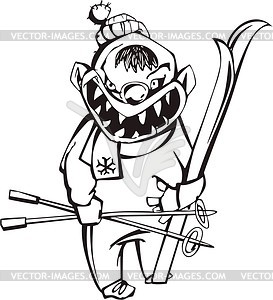 Angry skier - vector clipart