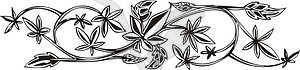 Ornamental floral border line - white & black vector clipart