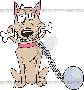 Dog on a chain with bond - vector clipart