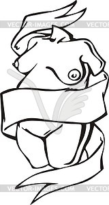 Nude girl template with ribbon - vector clipart