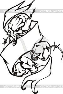 Skulls template with ribbon - vector clipart