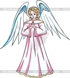 Young angel girl - vector clipart / vector image