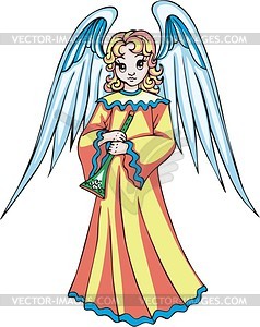 Angel girl troubadour - vector clipart