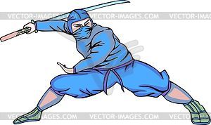 Ninja with sword - vector image