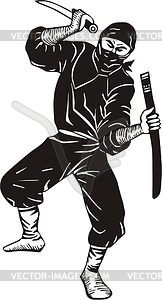 Ninja - white & black vector clipart