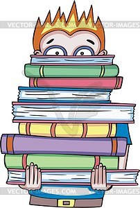 Schoolboy with textbooks - vector clipart