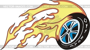 4x4 wheel flame - vector clipart