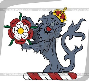 Crest lion with flower - vector clipart