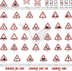 Warning road signs - vector clipart