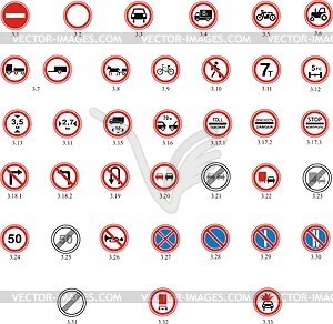 Запрещающие знаки дорожного движения - векторный клипарт