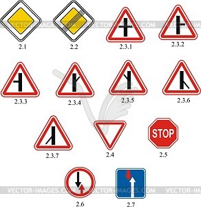 Priority road signs - vector clipart