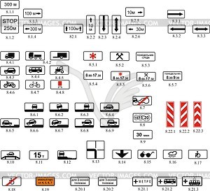 Supplementary road signs - vector clipart