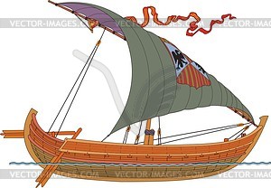 Средневековый корабль - иллюстрация в векторе