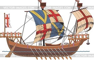 Medieval cargo ship - vector clipart