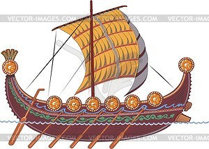 Etruscan boat - vector clipart